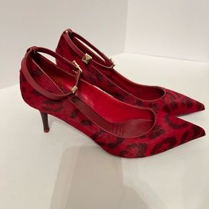 AUTHENTIC VALENTINO GARAVANI Calf Hair Leopard Print RED Size 9 US / 40EU